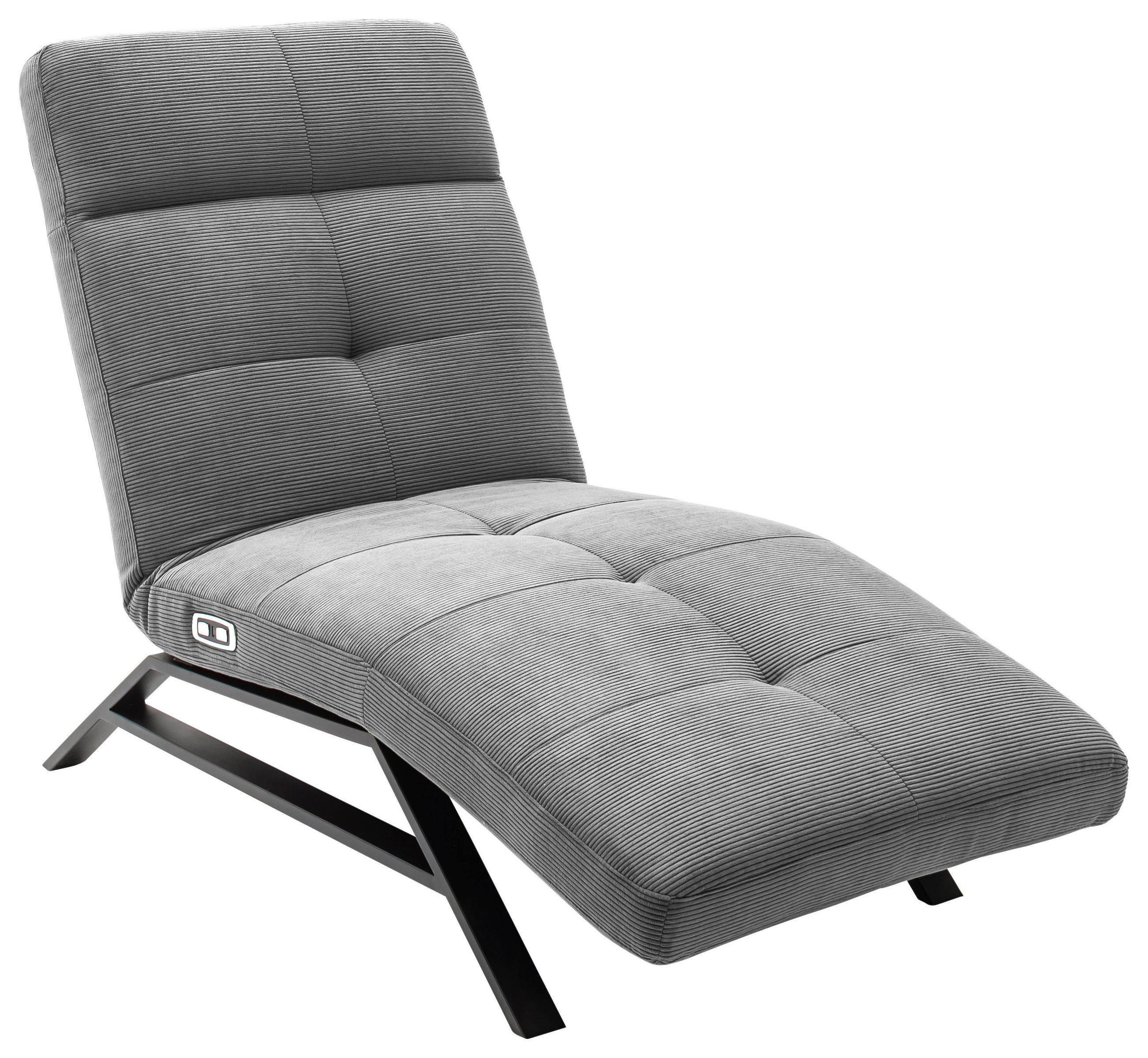 RELAXLIEGE Cord Grau  - Schwarz/Grau, Design, Textil/Metall (80/54-113/158-198cm) - Pure Home Lifestyle