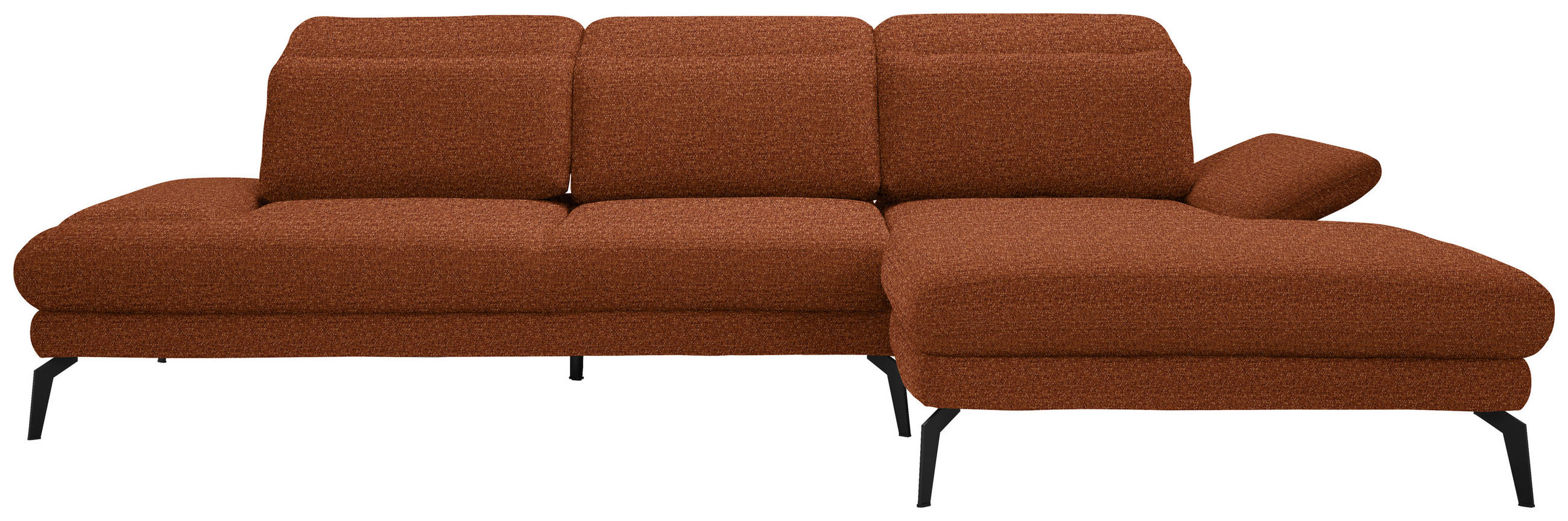 ECKSOFA Rostfarben Webstoff  - Rostfarben/Schwarz, Design, Textil/Metall (289/180cm) - Stylife