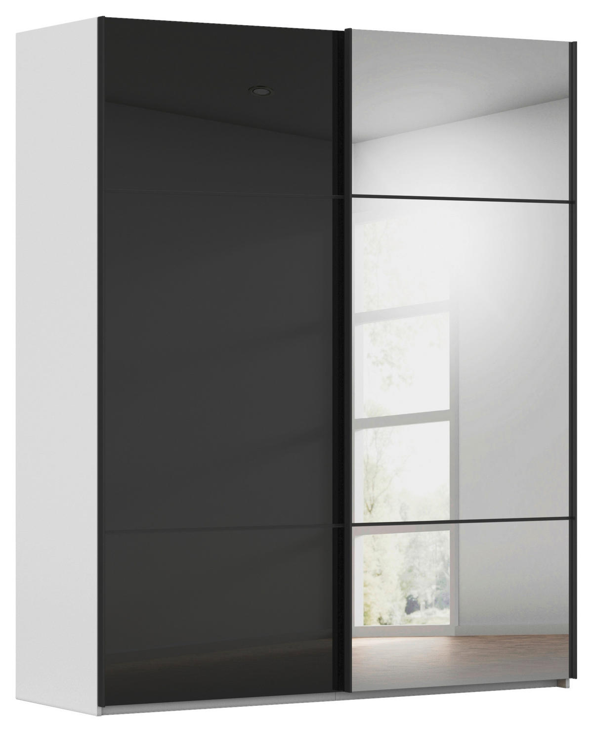 SCHWEBETÜRENSCHRANK in Grau, Schwarz  - Schwarz/Grau, Konventionell, Glas/Holzwerkstoff (181/223/68cm) - Novel