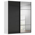 SCHWEBETÜRENSCHRANK 201/223/68 cm 2-türig Grau, Schwarz  - Schwarz/Grau, KONVENTIONELL, Glas/Holzwerkstoff (201/223/68cm) - Novel