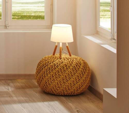 TISCHLEUCHTE 22,0/31,5 cm   - Braun/Weiß, Design, Holz/Textil (22,0/31,5cm) - Paulmann