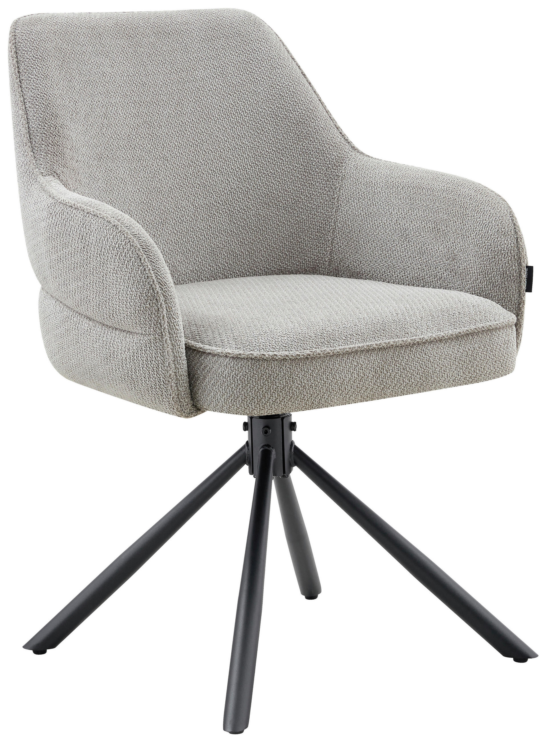 ARMLEHNSTUHL  Sitzfläche 360° drehbar, automatische Rückholfunktion Webstoff  - Hellgrau/Schwarz, Design, Textil/Metall (62/86/65cm) - Carryhome