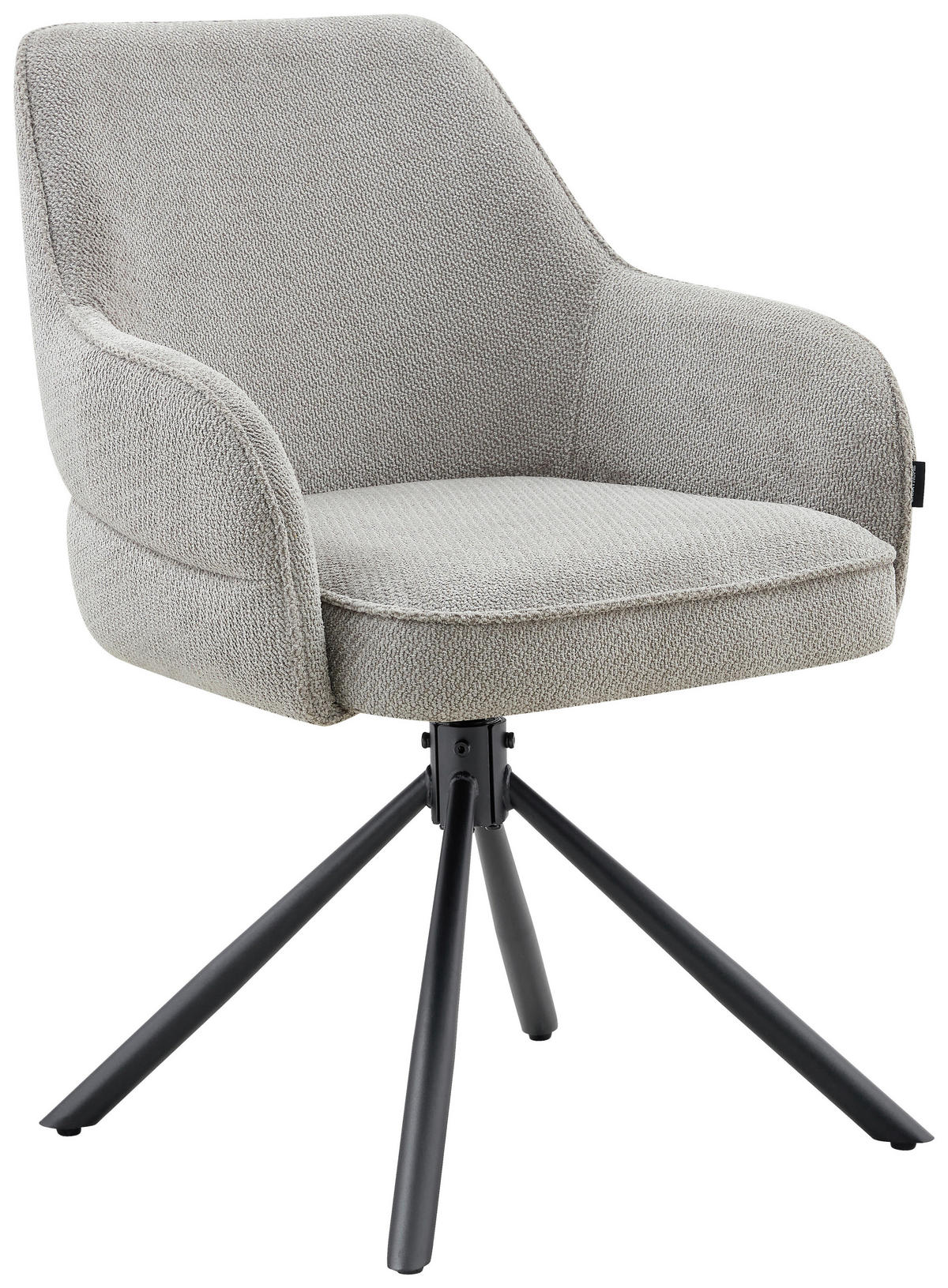 ARMLEHNSTUHL  Sitzfläche 360° drehbar, automatische Rückholfunktion Webstoff  - Hellgrau/Schwarz, Design, Textil/Metall (62/86/65cm) - Carryhome