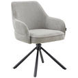 ARMLEHNSTUHL  Sitzfläche 360° drehbar, automatische Rückholfunktion Webstoff  - Hellgrau/Schwarz, Design, Textil/Metall (62/86/65cm) - Carryhome