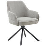 ARMLEHNSTUHL  Sitzfläche 360° drehbar, automatische Rückholfunktion Webstoff  - Hellgrau/Schwarz, Design, Textil/Metall (62/86/65cm) - Carryhome