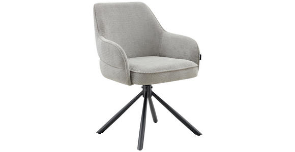 ARMLEHNSTUHL  Sitzfläche 360° drehbar, automatische Rückholfunktion Webstoff  - Hellgrau/Schwarz, Design, Textil/Metall (62/86/65cm) - Carryhome