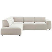 ECKSOFA in Cord Weiß  210/270 cm  - Schwarz/Weiß, Design, Kunststoff/Textil (210/270cm) - Pure Home Lifestyle
