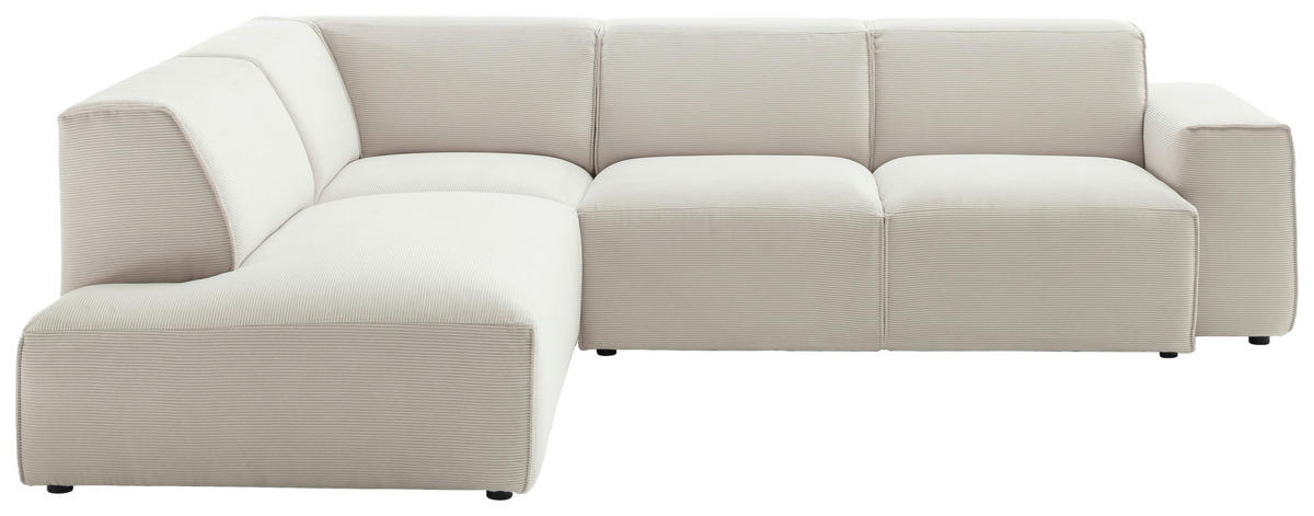 ECKSOFA in Cord Weiß  210/270 cm  - Schwarz/Weiß, Design, Kunststoff/Textil (210/270cm) - Pure Home Lifestyle
