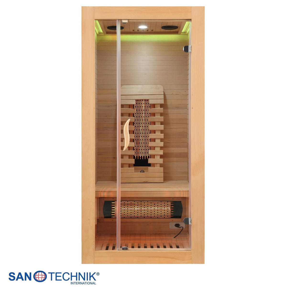INFRAROTKABINE für 1 Personen  - Naturfarben, Basics, Glas/Holz (90/190/90cm) - Sanotechnik