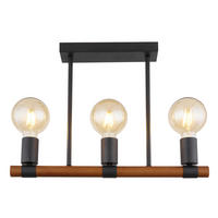 DECKENLEUCHTE 49/6/35 cm   - Schwarz/Braun, Basics, Holz/Metall (49/6/35cm) - Globo