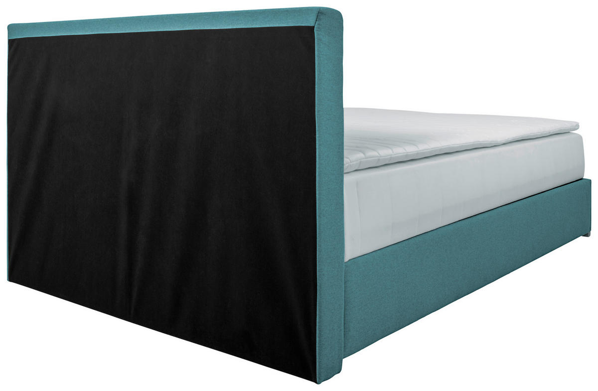 BOXBETT 90/200 cm,  in Petrol, Matratze, Bettkasten, Topper, H3 = fest  - Chromfarben/Petrol, KONVENTIONELL, Kunststoff/Textil (90/200cm) - Boxxx