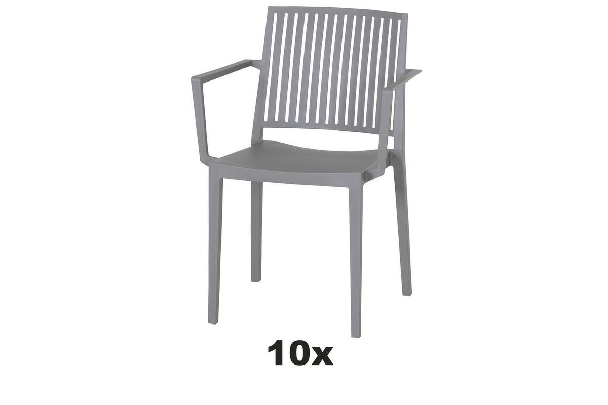 GARTENSESSEL-SET Kunststoff Grau  - Grau, Basics, Kunststoff (57/80/56cm) - Siena Garden