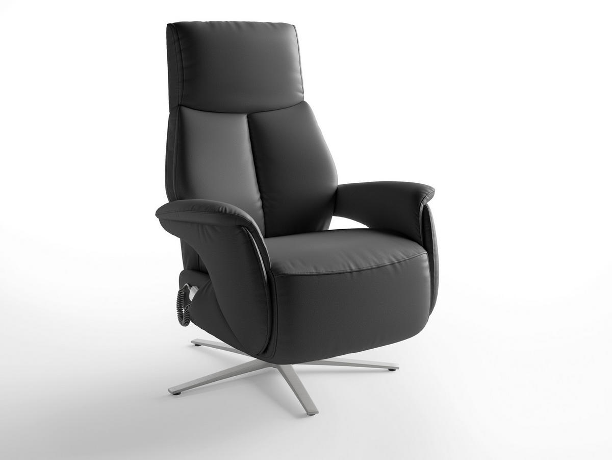 RELAXSESSEL TV LAZY E XS1 Echtleder Kopfteilverstellung, Rücken echt    - Silberfarben/Schwarz, Basics, Leder/Metall (75/110/85cm) - Sit & More