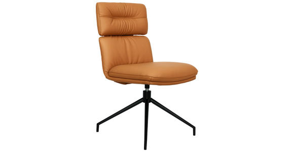 STUHL Echtleder Schwarz, Cognac  - Cognac/Schwarz, Design, Leder/Metall (50/92/64,5cm) - Dieter Knoll