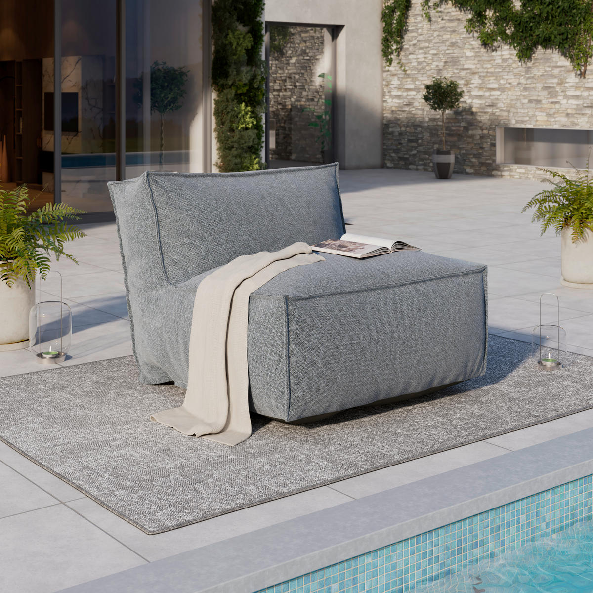 RELAXAČNÍ POHOVKA textil - šedá, Moderní, textil (95/80/95cm) - Ambia Garden