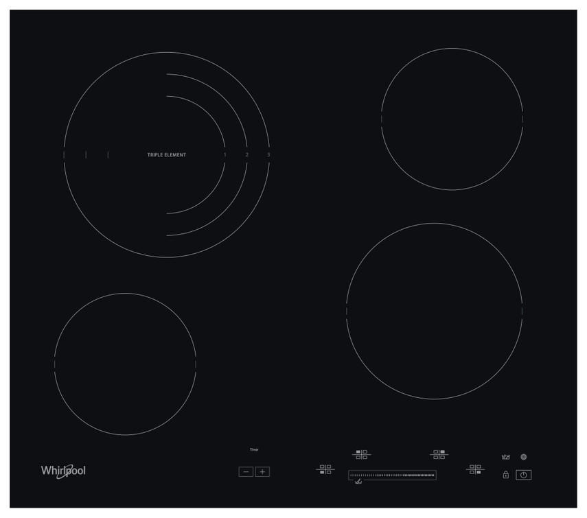 ÜVEGKERÁMIA FŐZŐLAP - fekete, kerámia (56/46/51cm) - Whirlpool