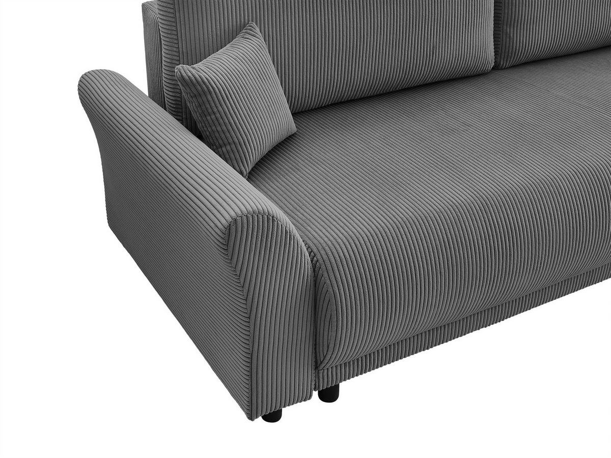 SCHLAFSOFA Cord Grau  inkl. Zierkissen, Rückenkissen, Bettkasten, Schlaffunktion, Rücken echt  - Schwarz/Grau, Design, Textil (244/88/100cm) - P & B