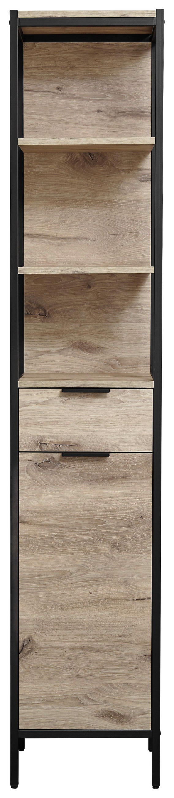HOCHSCHRANK 38/195/30 cm  - Eichefarben/Schwarz, KONVENTIONELL, Holzwerkstoff/Kunststoff (38/195/30cm) - home24