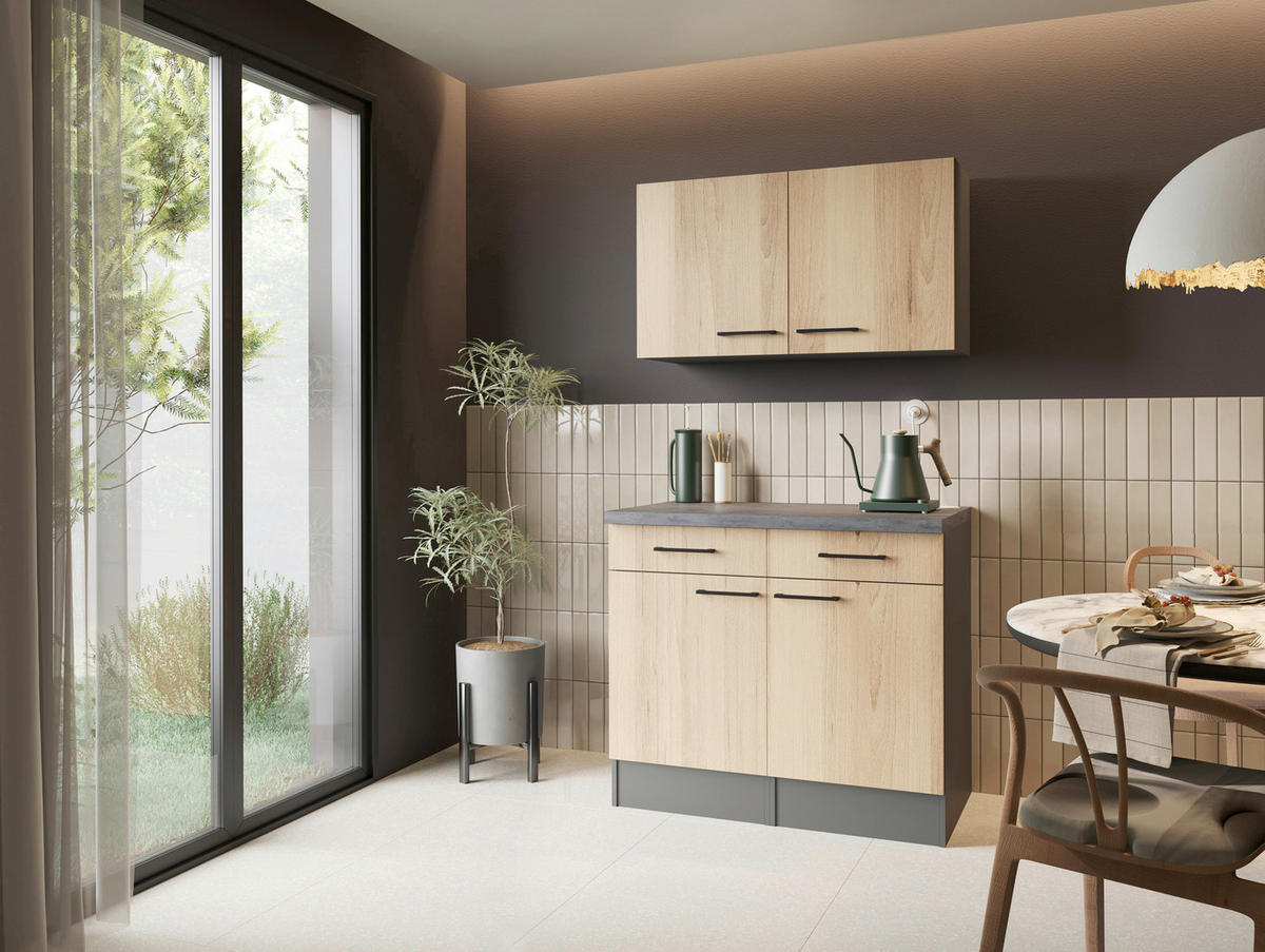 BUFFET 100/200/60 cm  in  - Schwarz/Eiche Artisan, Trend, Holzwerkstoff/Metall (100/200/60cm) - Respekta