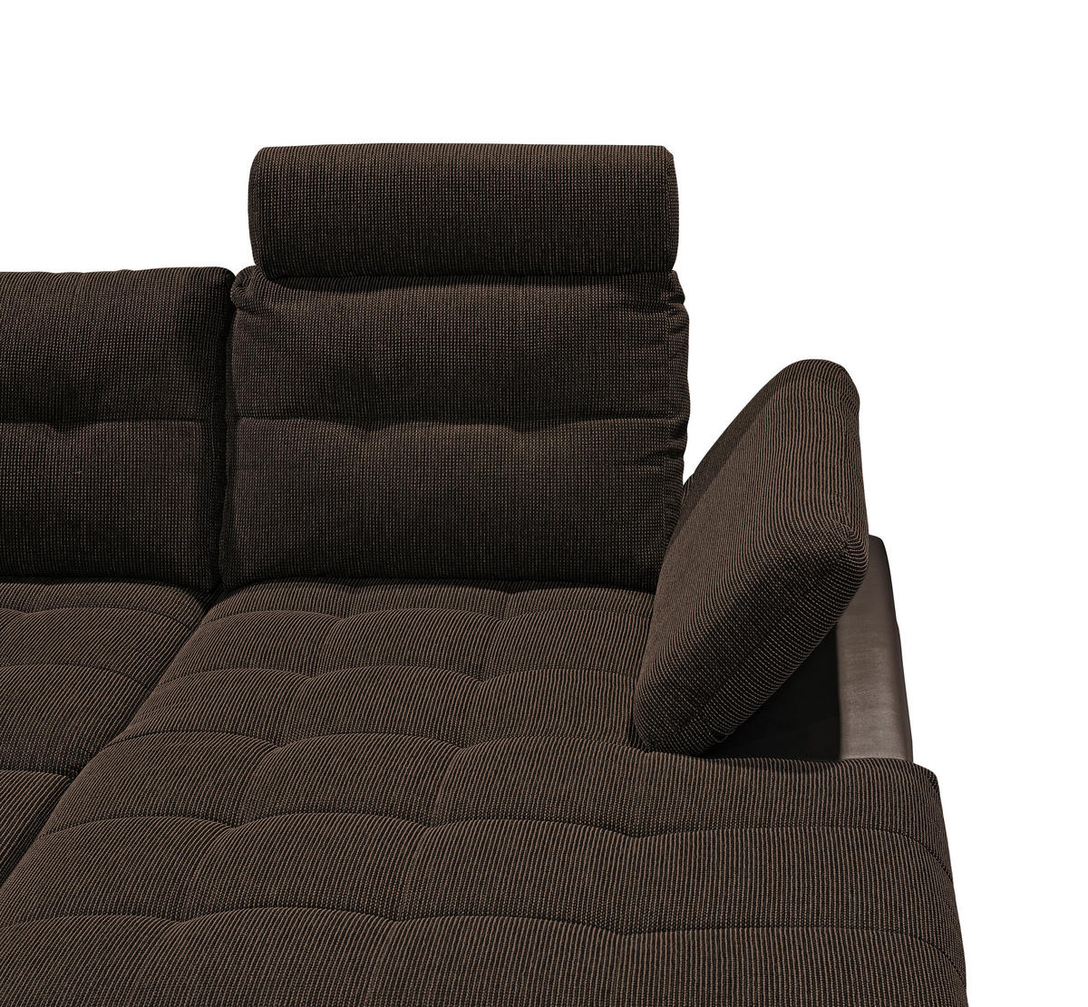 WOHNLANDSCHAFT in Webstoff Dunkelbraun  - Dunkelbraun/Silberfarben, MODERN, Holzwerkstoff/Textil (218/324/170cm) - MID.YOU