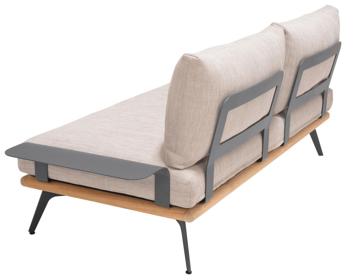 LOUNGEGARNITUR 150/280 cm Aluminium, Stahl  - Greige/Dunkelgrau, Design, Textil/Metall (150/280cm) - Amatio