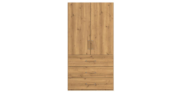 DREHTÜRENSCHRANK 101/197/60 cm 2-türig Eichefarben  - Eichefarben/Silberfarben, Design, Holzwerkstoff/Kunststoff (101/197/60cm) - Novel