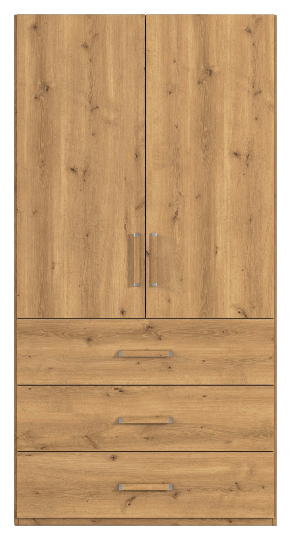 DREHTÜRENSCHRANK 101/197/60 cm 2-türig Eichefarben  - Eichefarben/Silberfarben, Design, Holzwerkstoff/Kunststoff (101/197/60cm) - Novel