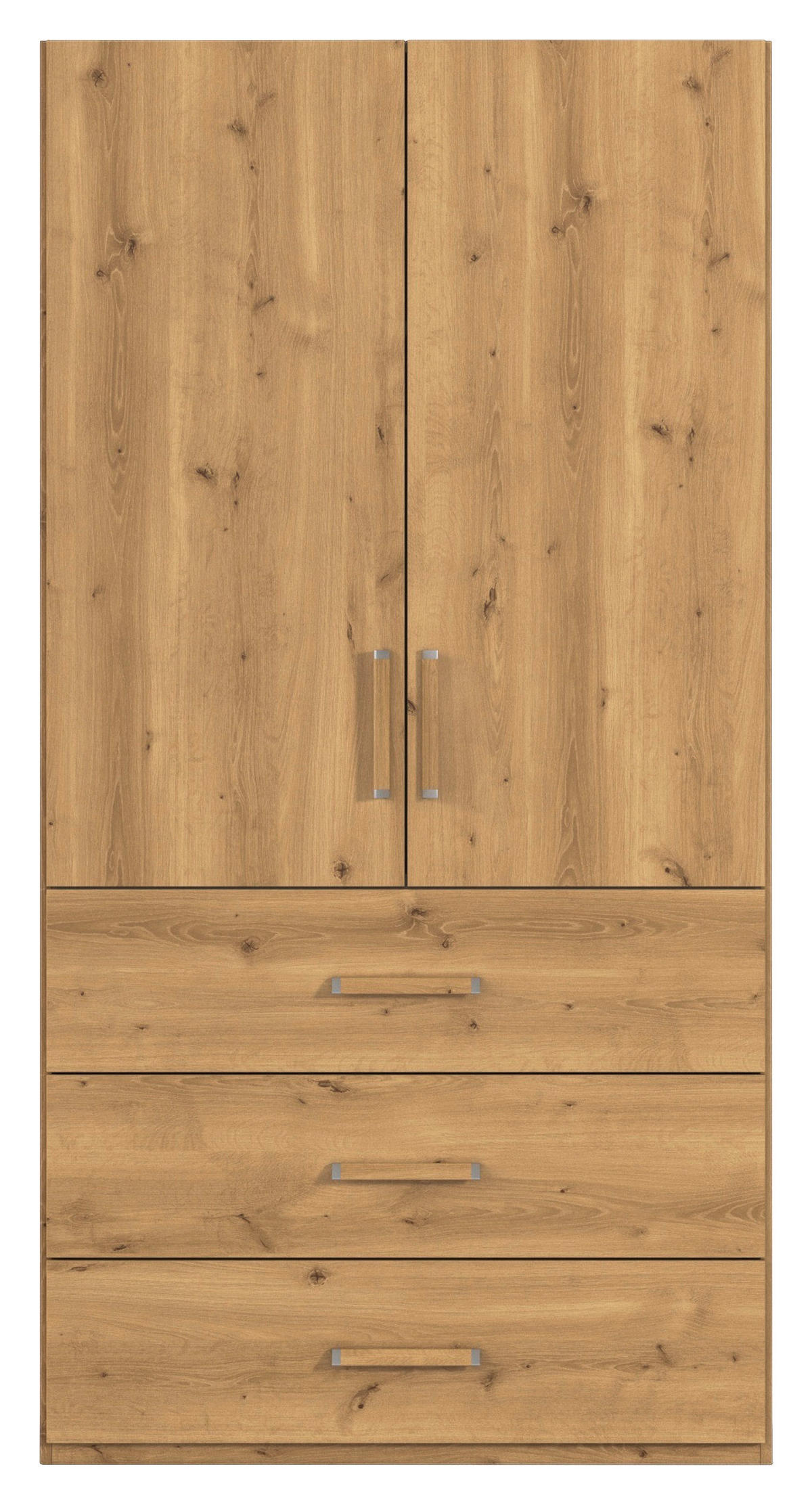DREHTÜRENSCHRANK 101/197/60 cm 2-türig Eichefarben  - Eichefarben/Silberfarben, Design, Holzwerkstoff/Kunststoff (101/197/60cm) - Novel