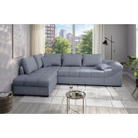 ECKSCHLAFSOFA Alvito in Chenille Hellblau  - Schwarz/Hellblau, MODERN, Holz/Textil (202/298cm) - MID.YOU