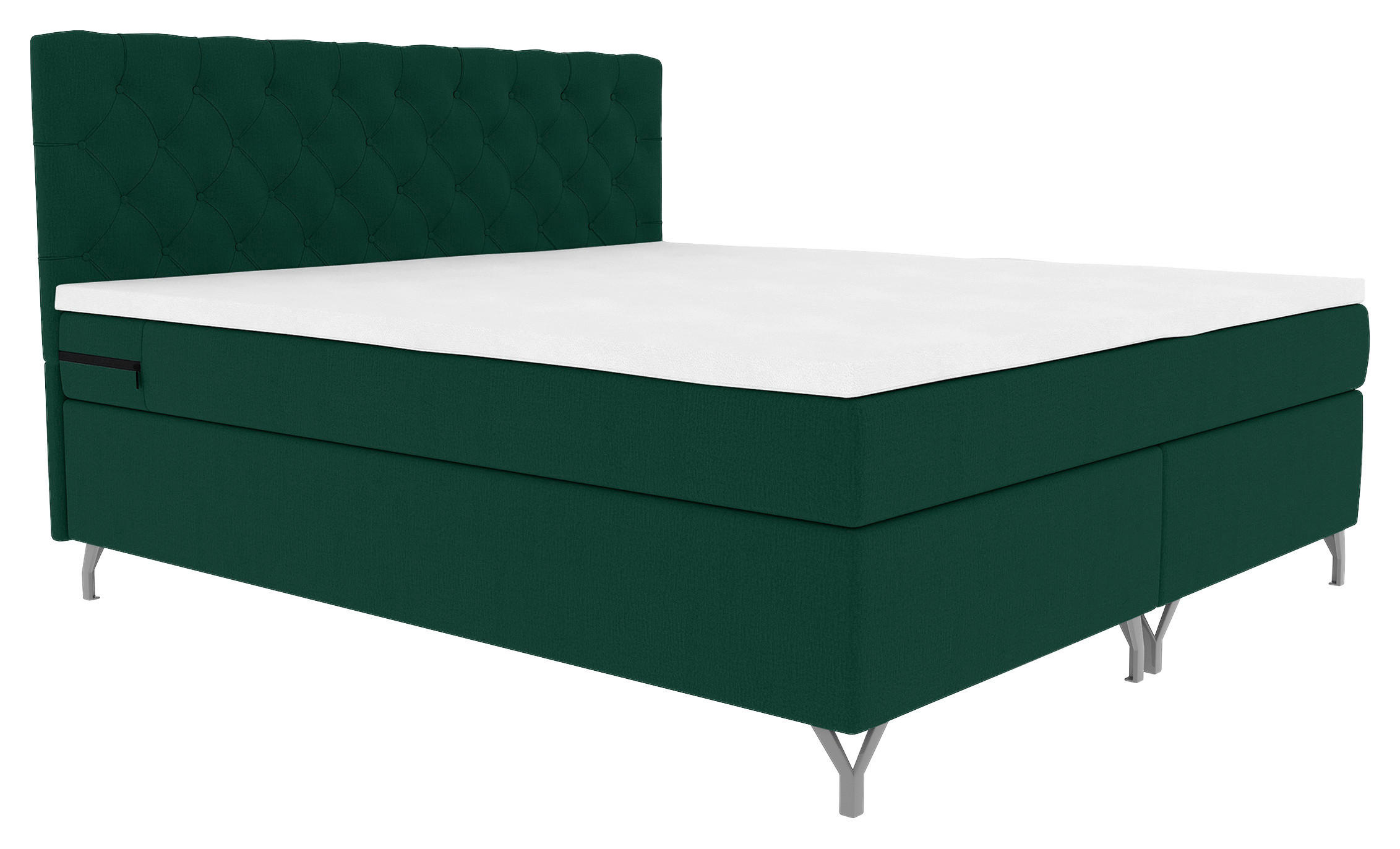 BOXSPRINGBETT 180/200 cm  in Dunkelgrün  - Chromfarben/Dunkelgrün, KONVENTIONELL, Textil/Metall (180/200cm) - Boxxx