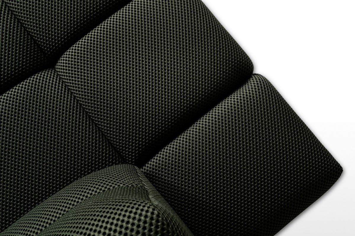 WOHNLANDSCHAFT in Flachgewebe Olivgrün  - Schwarz/Olivgrün, Design, Textil/Metall (325/362/169cm) - Designwerk