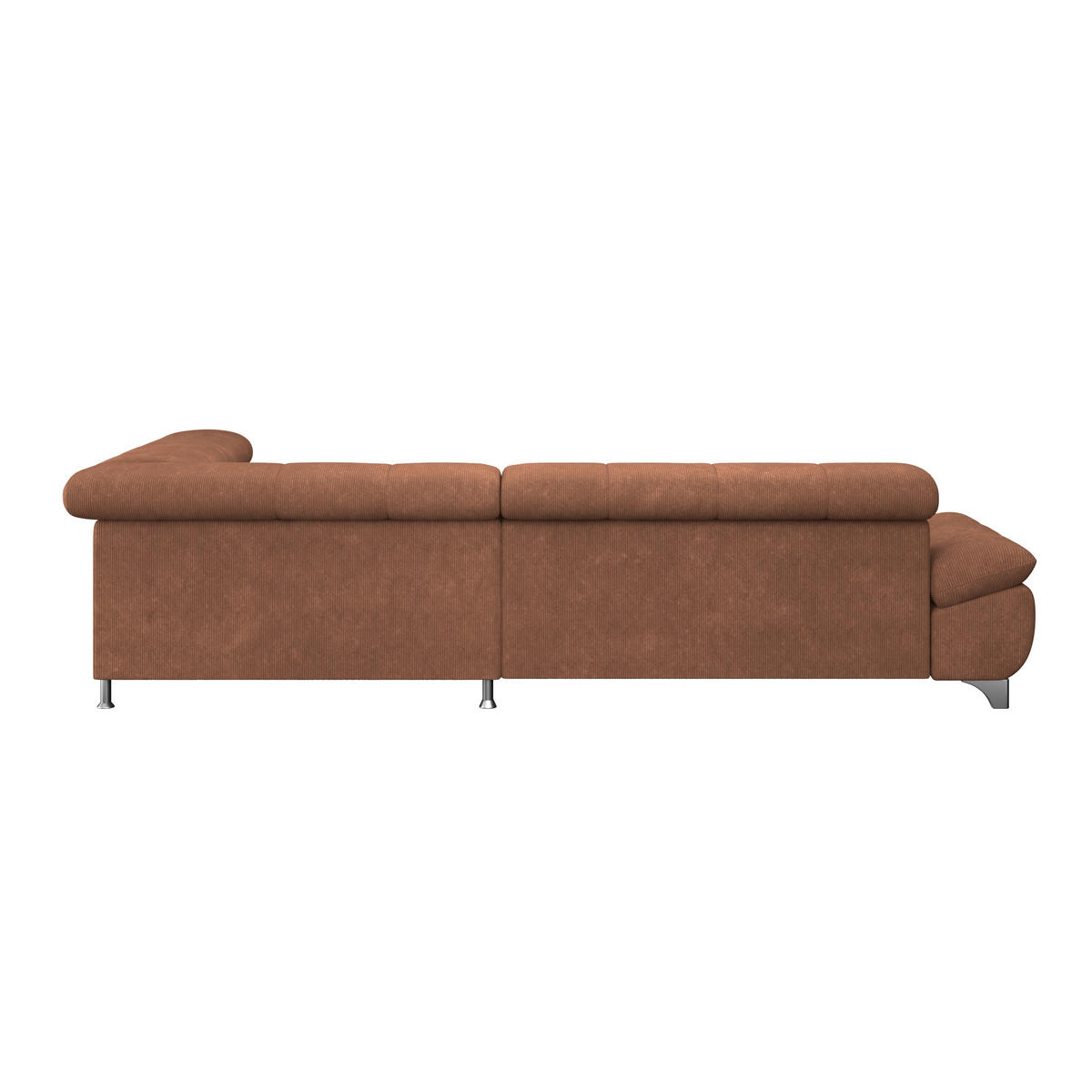 ECKSOFA Rotbraun Chenille  - Chromfarben/Rotbraun, KONVENTIONELL, Textil/Metall (312/234cm) - Livetastic