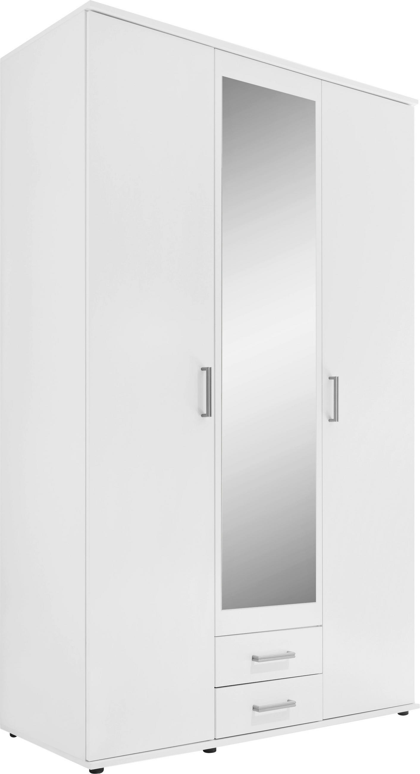 KLEIDERSCHRANK 120/196/53,5 cm,  in Weiß, 3 Tür(en)  - Alufarben/Weiß, KONVENTIONELL, Glas/Holzwerkstoff (120/196/53,5cm) - Boxxx