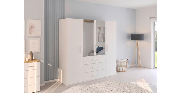 DREHTÜRENSCHRANK  in Weiß  - Weiß, Design, Glas/Holzwerkstoff (201/197/60cm) - Novel