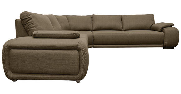 ECKSOFA Braun Struktur Rückenkissen, Rücken echt  - Chromfarben/Braun, KONVENTIONELL, Textil/Metall (310/280cm) - Carryhome