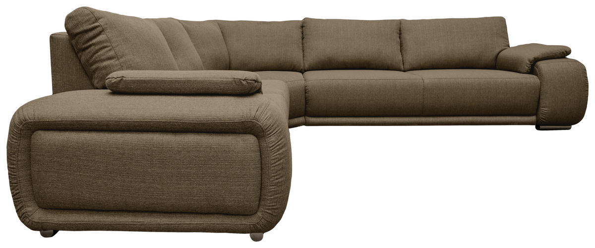 ECKSOFA Braun Struktur  - Chromfarben/Braun, KONVENTIONELL, Textil/Metall (310/280cm) - Carryhome