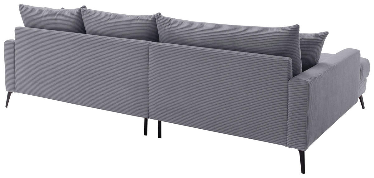 ECKSOFA Grau Cord  - Schwarz/Grau, KONVENTIONELL, Textil/Metall (173/280cm) - Hom`in