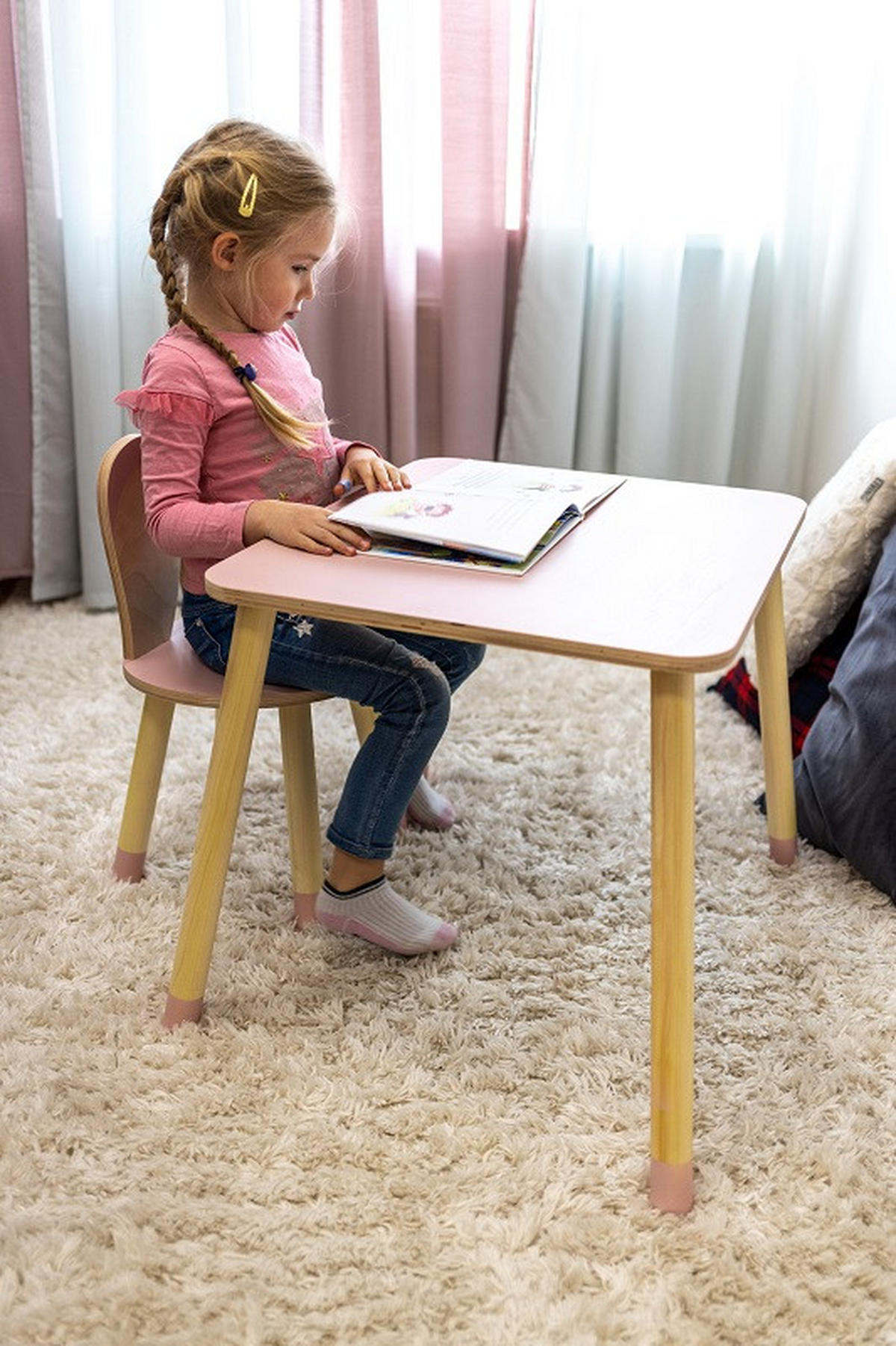 KINDERSITZGRUPPE  - Pink/Naturfarben, Basics, Holz (51,5/60/50cm)