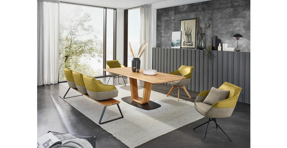 SITZBANK 210/87/67 cm in Braun, Weiß, Honig - Beige/Schwarz, Design, Leder/Holz (210/87/67cm) - Ambiente