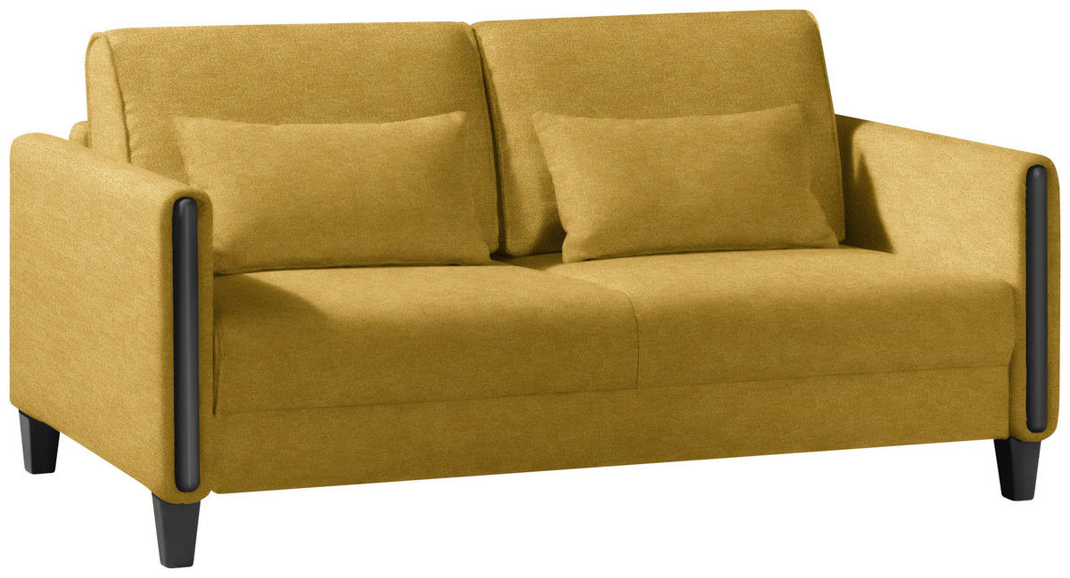 SCHLAFSOFA in Holz, Textil Schwarz, Currygelb  - Currygelb/Schwarz, Design, Holz/Textil (174/88/104cm) - Niels Andersson