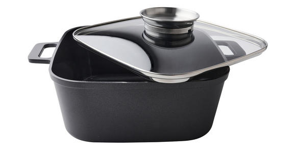 SERVIERPFANNE Greblon®-Antihaftbeschichtung - Klar/Edelstahlfarben, Basics, Glas/Metall (24/24/10,5cm) - Homeware Profession.