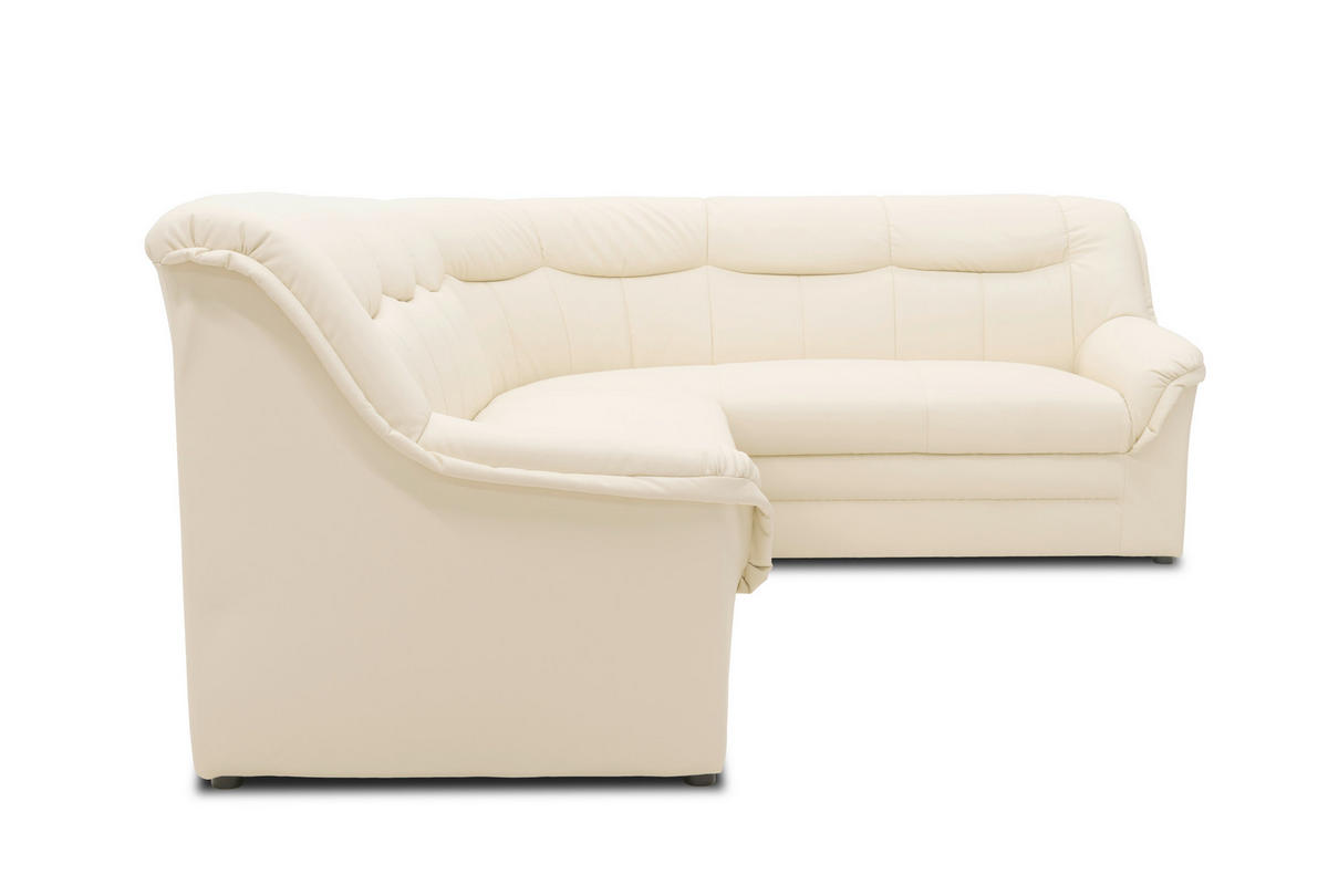 ECKSOFA BERLIN FK Beige Lederlook  - Beige/Schwarz, KONVENTIONELL, Kunststoff/Textil (250/205cm) - MID.YOU