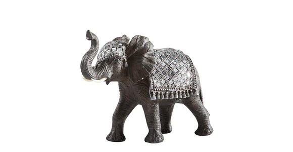 DEKOELEFANT - Dunkelgrau/Silberfarben, Basics, Kunststoff (36,5/27/15,5cm) - Ambia Home