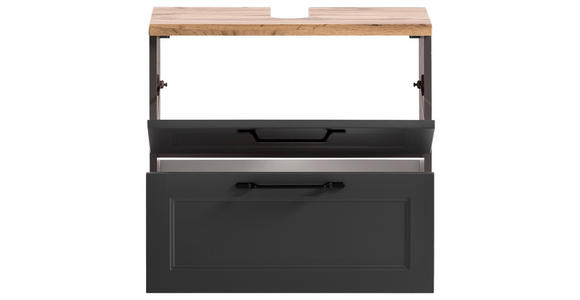 WASCHBECKENUNTERSCHRANK 60/55/35 cm - Eiche Wotan/Schwarz, ROMANTIK / LANDHAUS, Holzwerkstoff/Kunststoff (60/55/35cm) - Xora