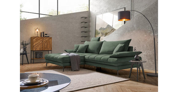 ECKSOFA in Webstoff Grün 176/292 cm - Schwarz/Grün, MODERN, Textil/Metall (176/292cm) - Carryhome