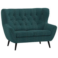 2-SITZER-SOFA Flachgewebe Petrol  - Petrol/Schwarz, Design, Holz/Textil (137/101/95cm) - Stylife