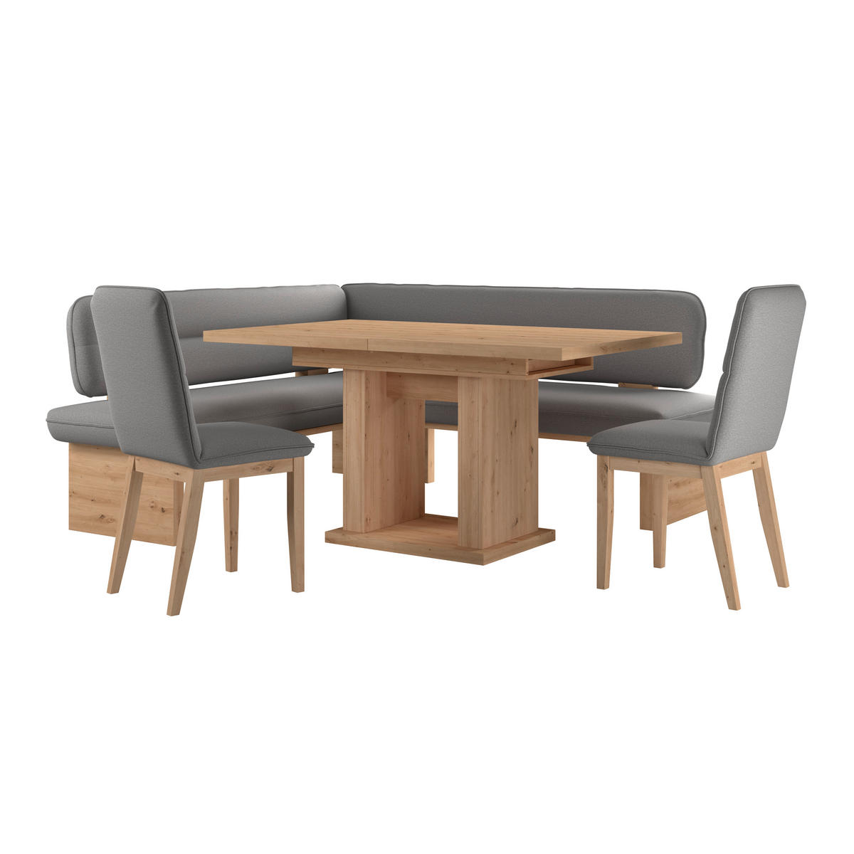 ECKBANK 170/192 cm Webstoff Dunkelgrau Eiche Sperrholz   - Eichefarben/Dunkelgrau, KONVENTIONELL, Holz/Textil (170/192cm) - Livetastic