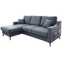 ECKSOFA in Struktur Blau  - Blau/Naturfarben, Konventionell, Holz/Textil (150/228cm) - P & B