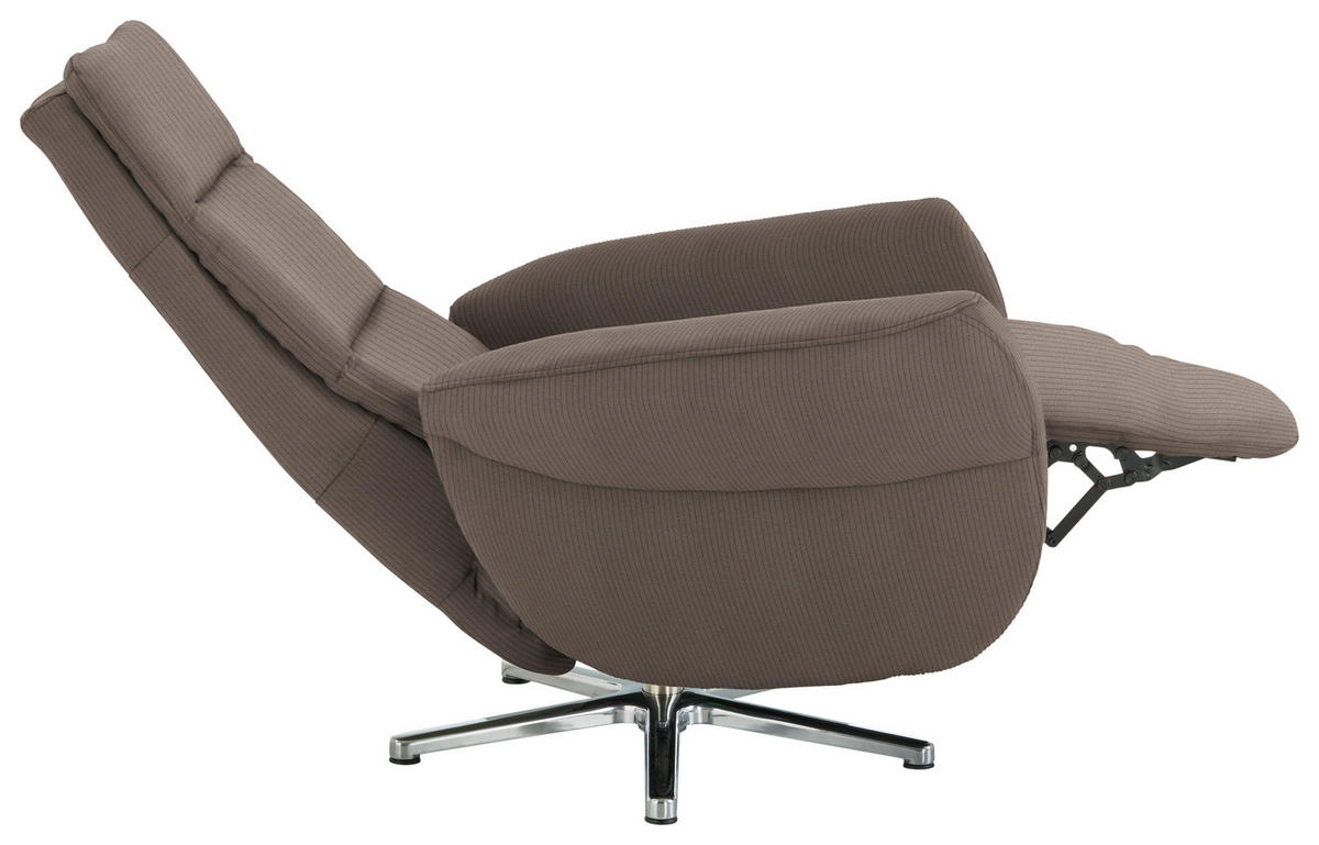 RELAXSESSEL Textil Taupe  - Taupe/Chromfarben, Design, Textil/Metall (78/113/83cm) - Beldomo Speed