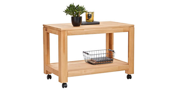 BEISTELLTISCH 80/45,5/55,5 cm Kernbuche massiv Buchefarben rechteckig  - Buchefarben, KONVENTIONELL, Holz/Kunststoff (80/45,5/55,5cm) - Linea Natura